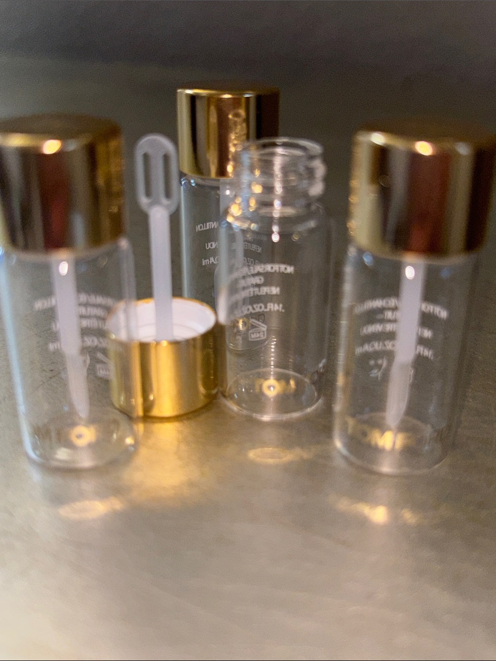 Tom Ford Clear Travel Glass Bottles with Gold Caps - Refillable Set